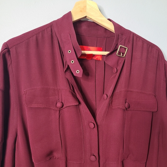 Zac Posen Z Spoke 100% Silk Button Front Buckle Shirt Dress - Picture 8 of 12